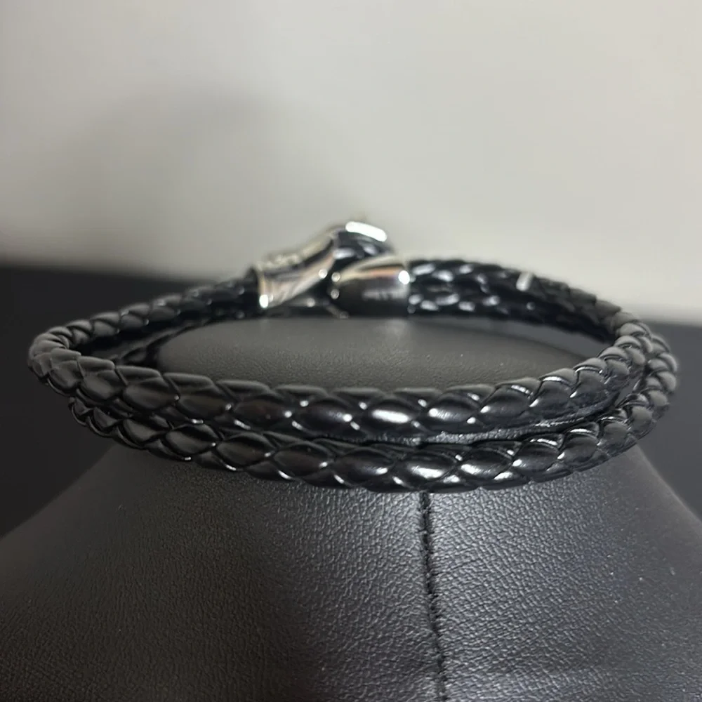 Viking Heritage Wolf Fenrir Braided Leather Stainless Steel Bracelet